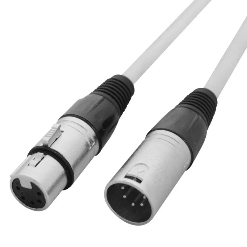 LEDJ 3m 3-Pin Male XLR โ 3-Pin Female XLR DMX Cable (White Sheath) - DY Pro Audio