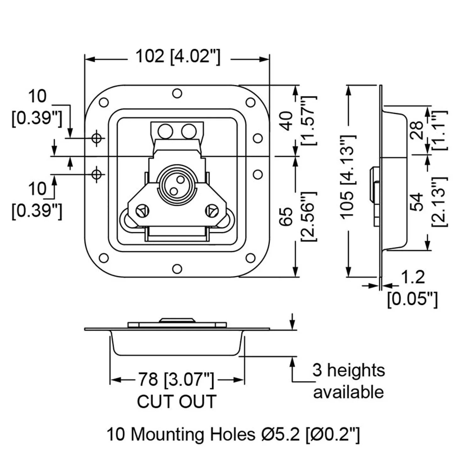 Penn Elcom Medium Recessed Butterfly Latch - DY Pro Audio