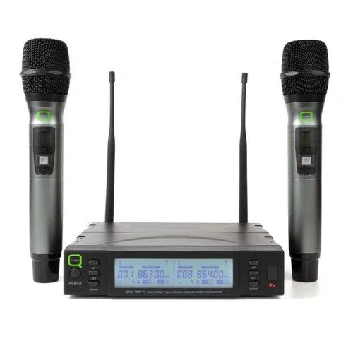 Q Audio QWM 1960 V2 HH UHF Dual Channel True Diversity Microphone System (Channel 70) - DY Pro Audio