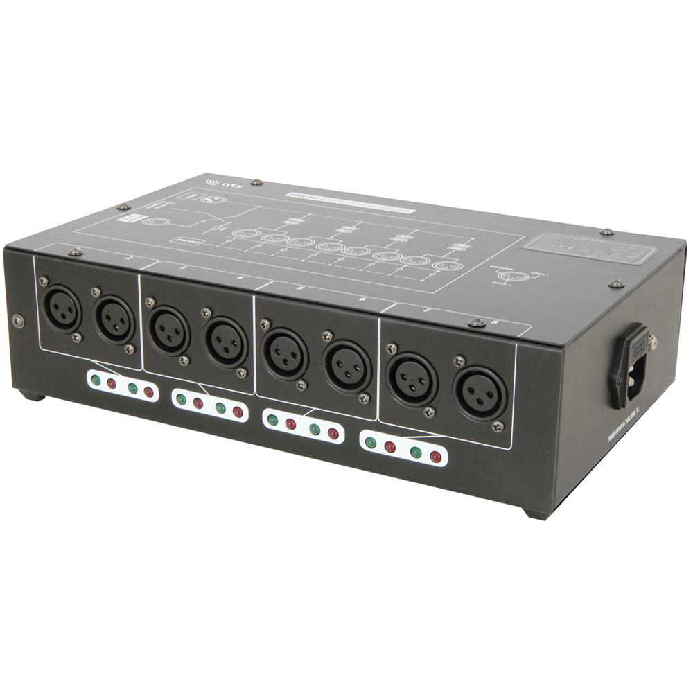 QTX DMX-D8 8-Way DMX Booster/Distributor - DY Pro Audio