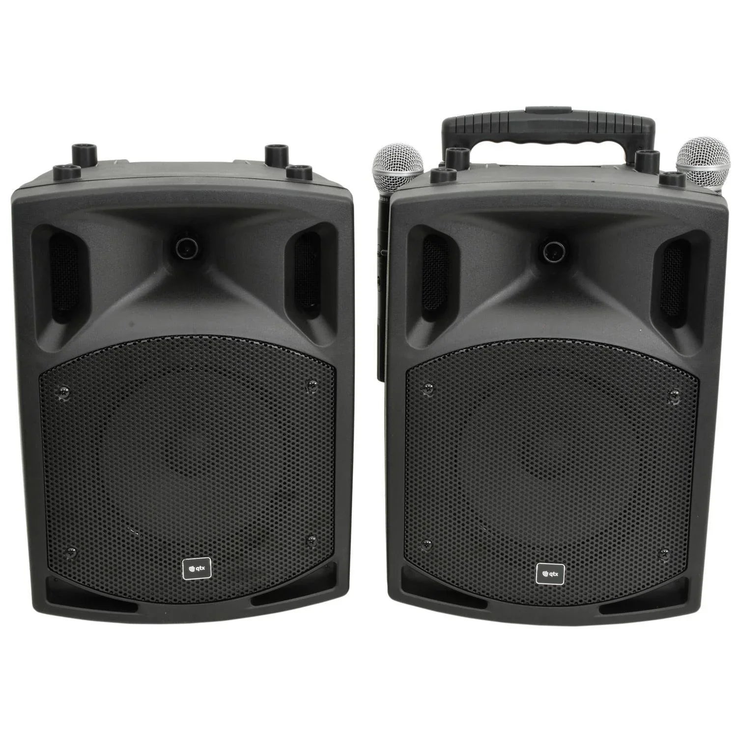 QTX PAV8 portable PA set + 2 UHF mics, CD/DVD, USB/SD & Bluetooth - DY Pro Audio