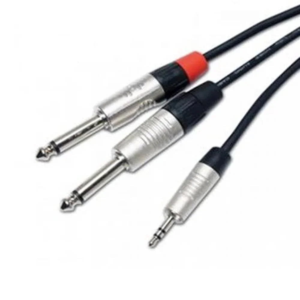 Rean Neutrik High Quality 3.5mm TRS Jack to 2 x 6.35mm 8m - DY Pro Audio