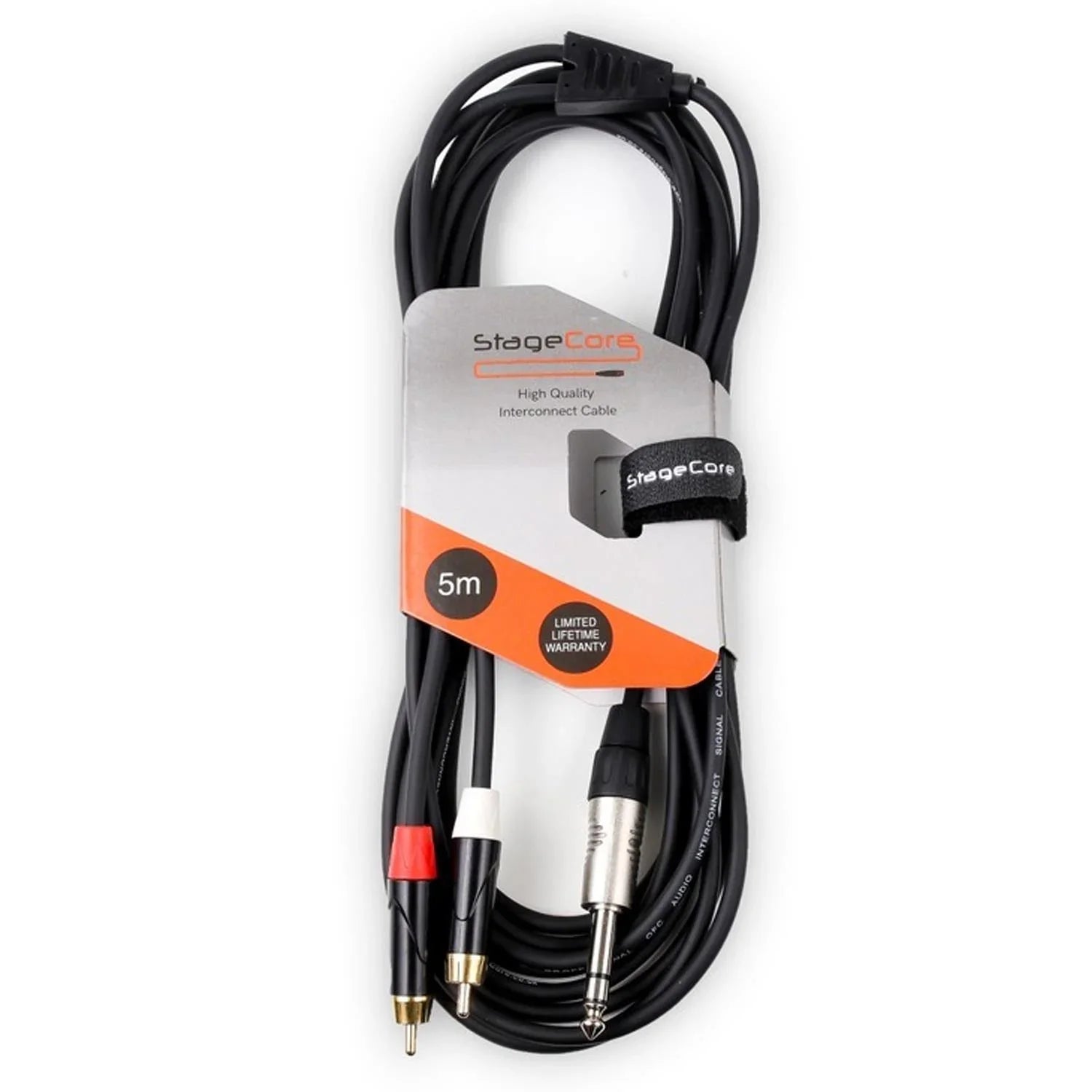 StageCore 6.35mm Stereo Jack to RCA Phono 5m - DY Pro Audio