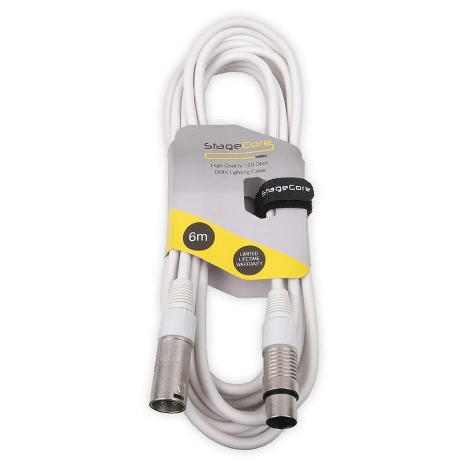 Stagecore 6m White DMX Lead Cable - DY Pro Audio