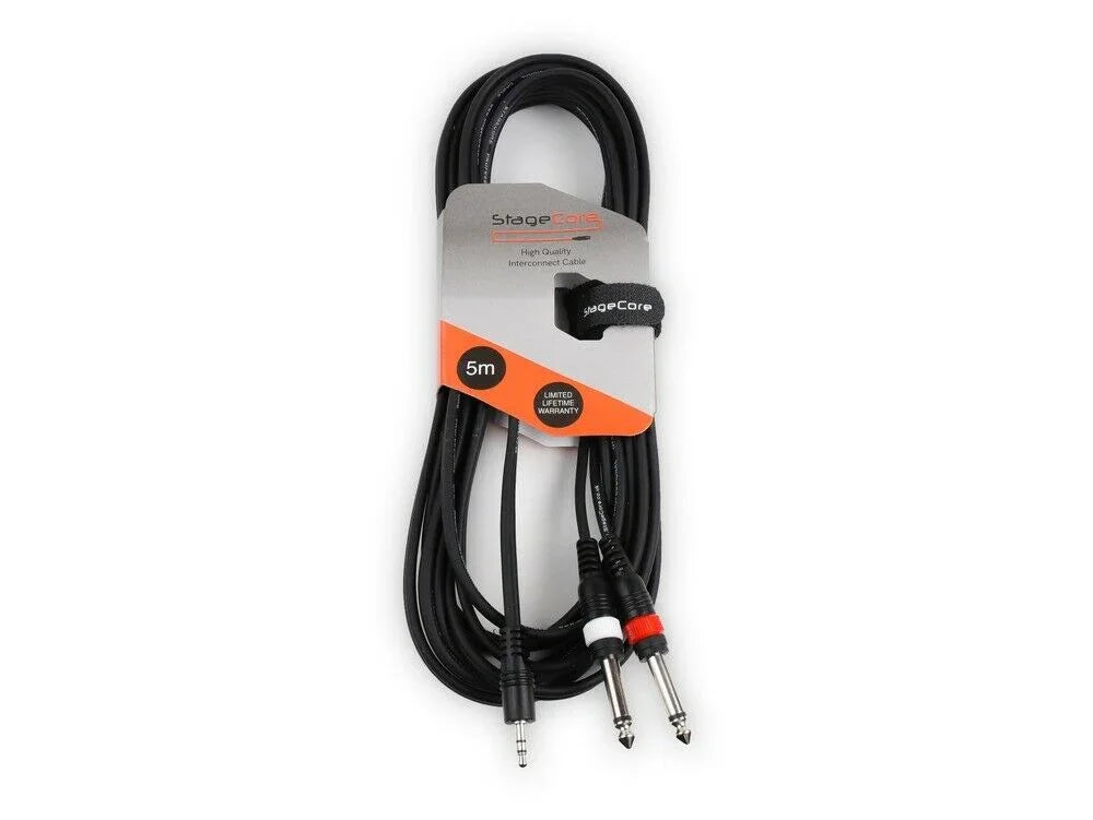 StageCore AIROH 170 5m 3.5mm to 2 x 6.35mm Jack Lead - DY Pro Audio