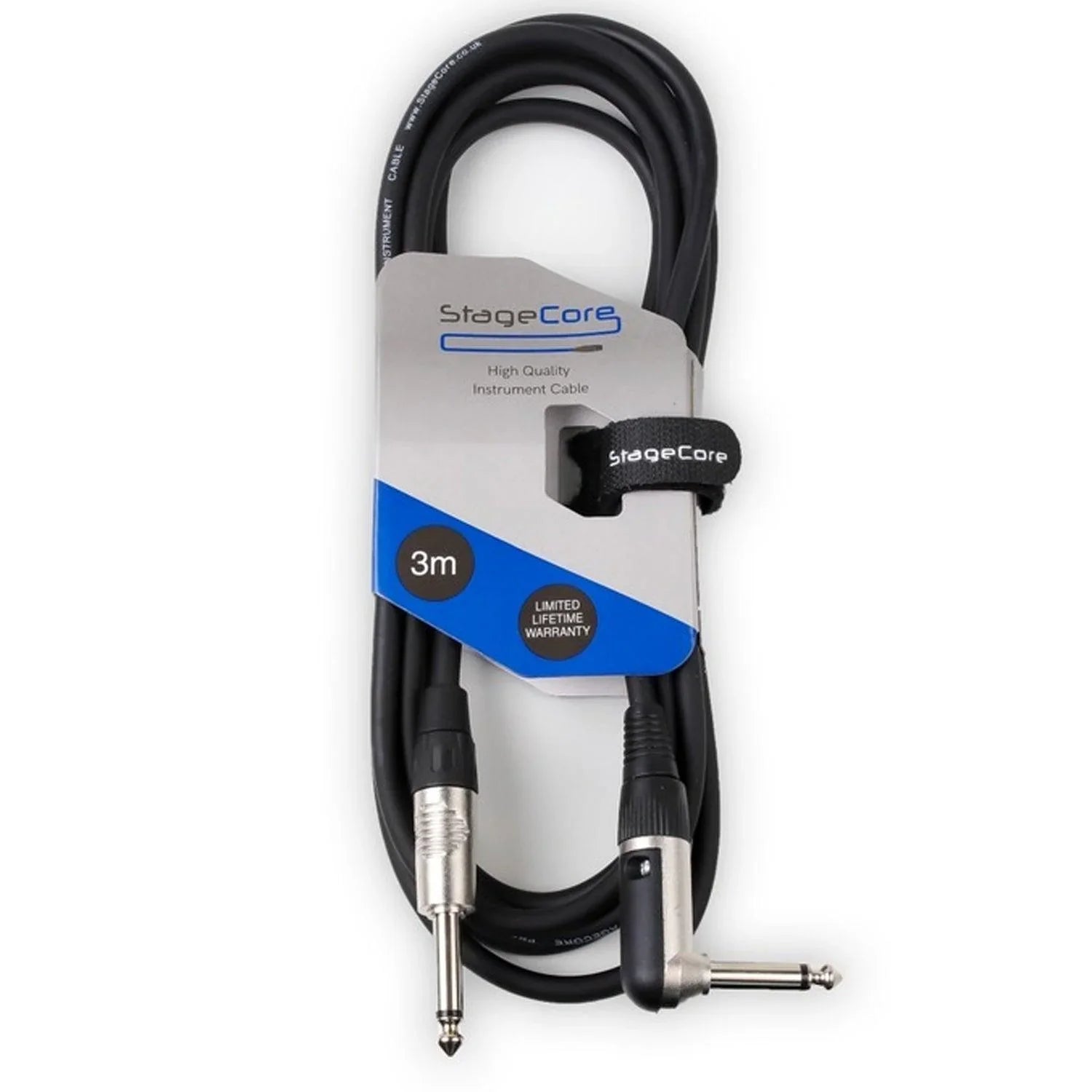 StageCore Core140 3M Black Straight to Right Jack Lead - DY Pro Audio