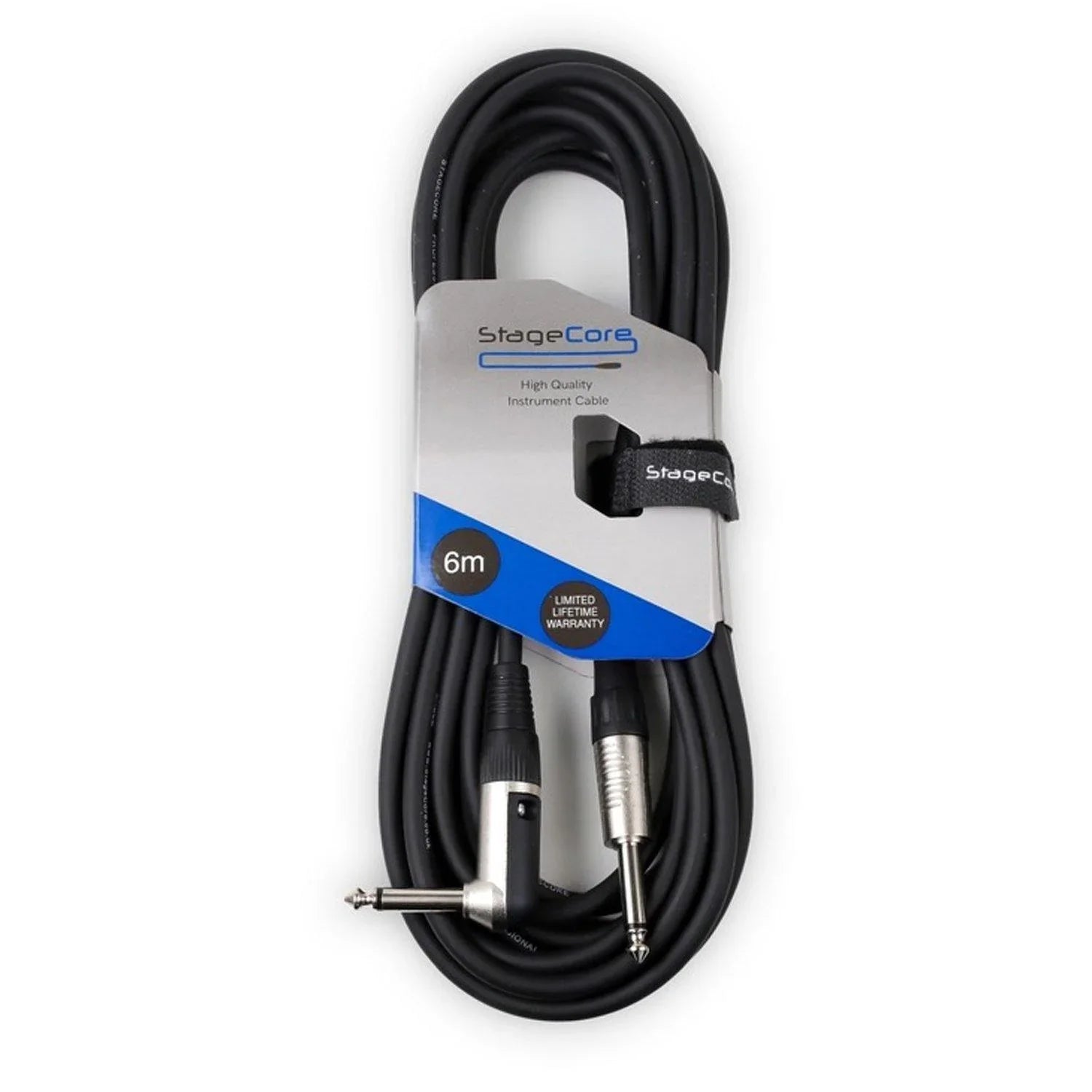 StageCore Core140 6M Black Straight to Right Jack Lead - DY Pro Audio