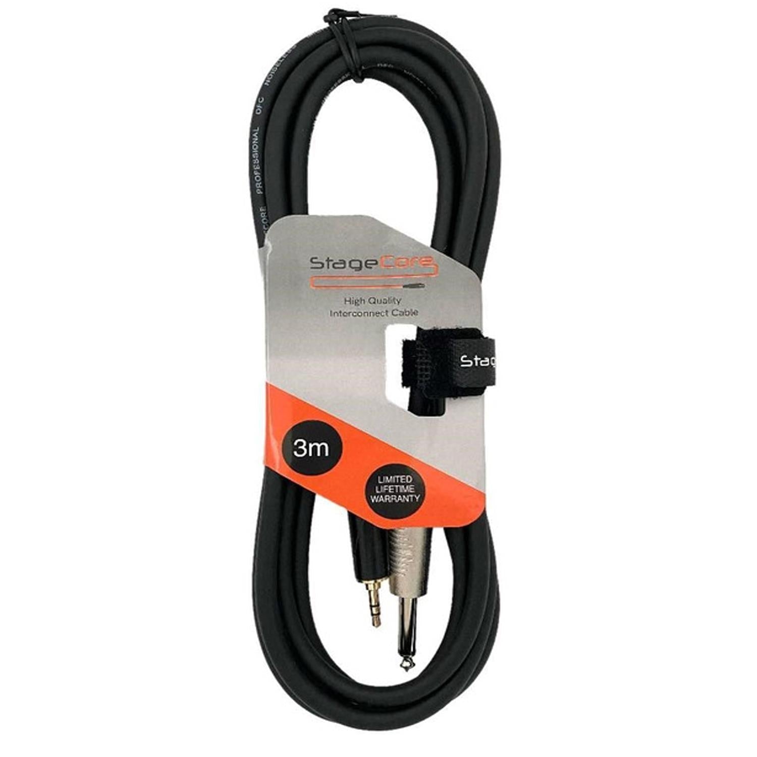 StageCore iCore 214 3.5mm Stereo Plug to 6.35mm 1/4 Mono Jack 3m - DY Pro Audio