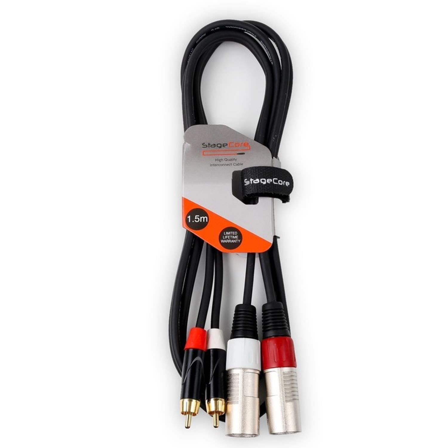 StageCore Twin XLR Male to Twin RCA Phono 1.5m - DY Pro Audio