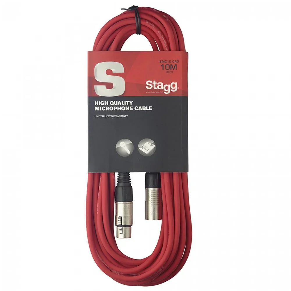 Stagg 10m Microphone XLR Cable Red - DY Pro Audio
