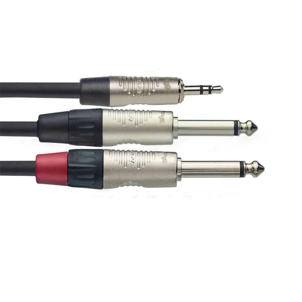 Stagg 3m 3.5mm Stereo Jack to 2 x 1/4" Mono Jack | NYC3/MPS2PR - DY Pro Audio