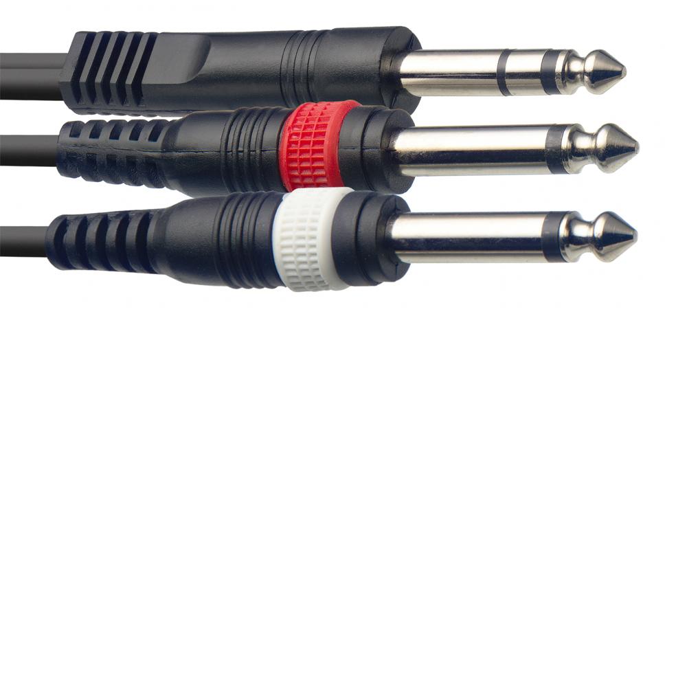 Stagg 6m 6.35mm 1/4" Stereo TRS Jack to 2 x 6.35mm 1/4" Mono Jack Insert Cable - DY Pro Audio