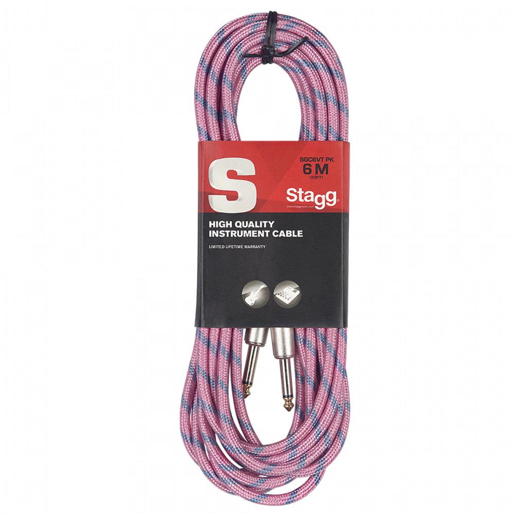 Stagg 6M Red Braided Vintweed Guitar / Instrument Cable | SGC6VT RD - DY Pro Audio