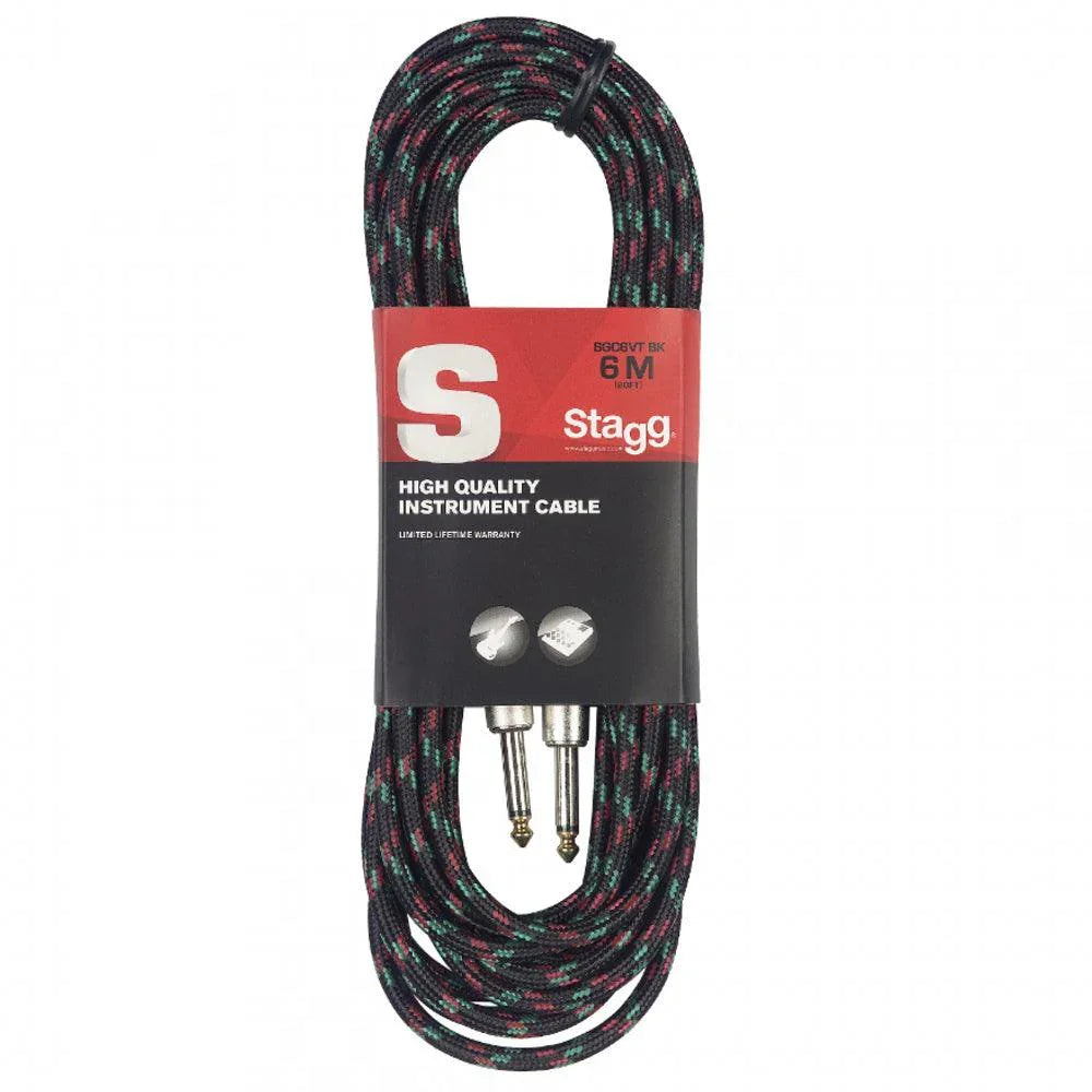 Stagg 6M Red Braided Vintweed Guitar / Instrument Cable | SGC6VT RD - DY Pro Audio
