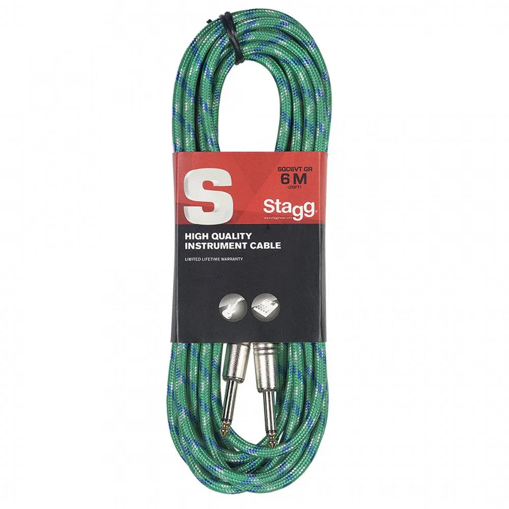 Stagg 6M Red Braided Vintweed Guitar / Instrument Cable | SGC6VT RD - DY Pro Audio