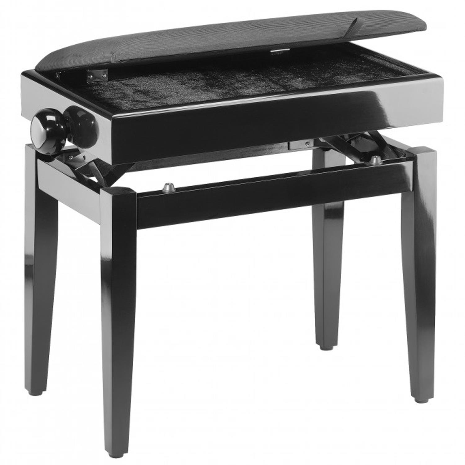Stagg PB55 BKP VBK Gloss Black Piano Bench with Velvet Top - DY Pro Audio