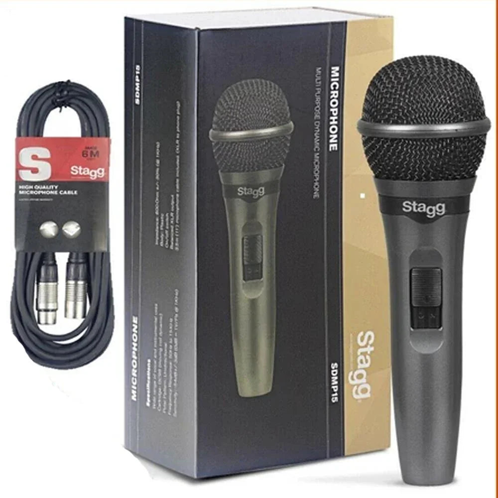 Stagg SDMP15 High Quality Wired Dynamic DJ Microphone With 6m XLR-XLR Cable - DY Pro Audio