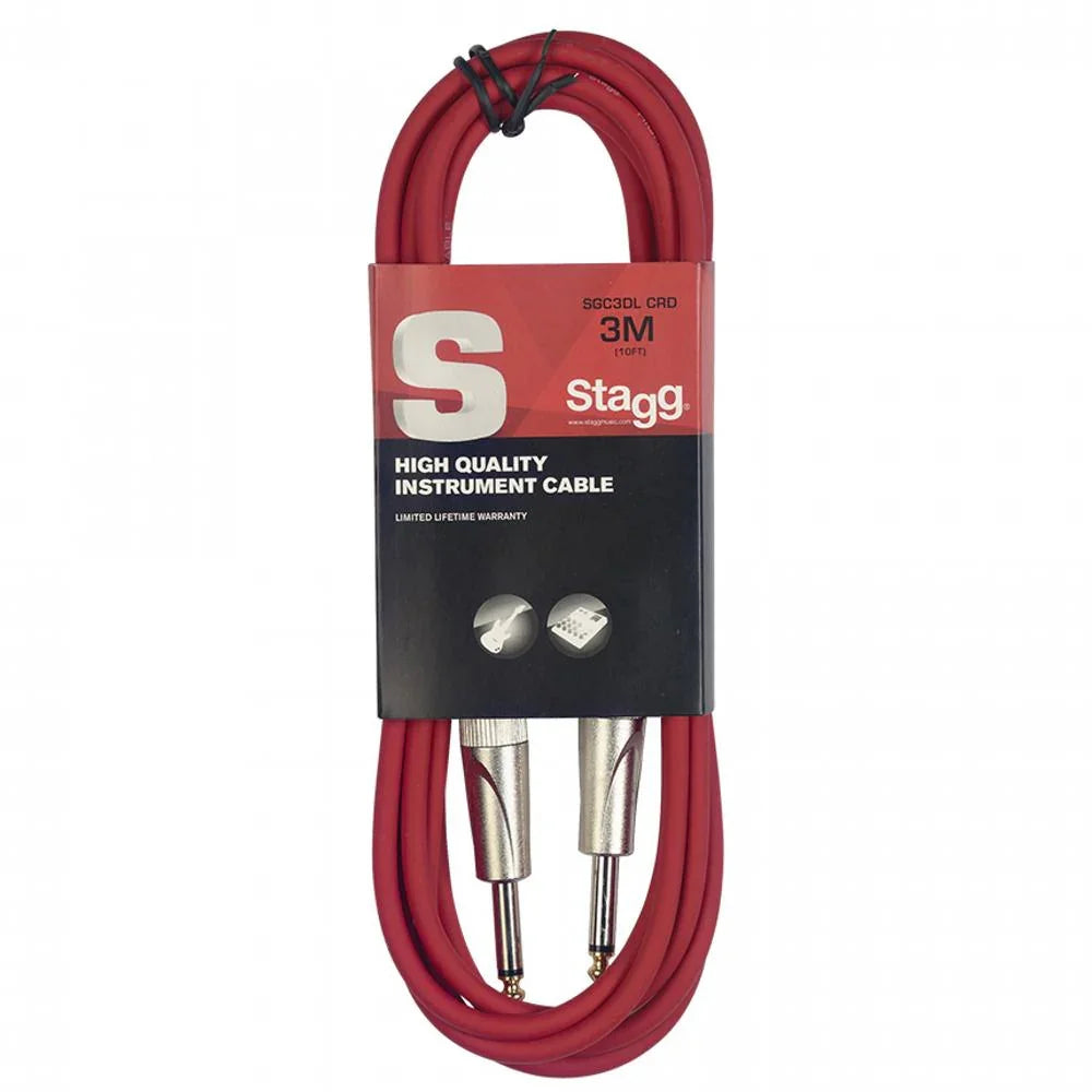 Stagg Straight Jack to Straight Jack Lead 3m Red | SGC3DL CRD - DY Pro Audio