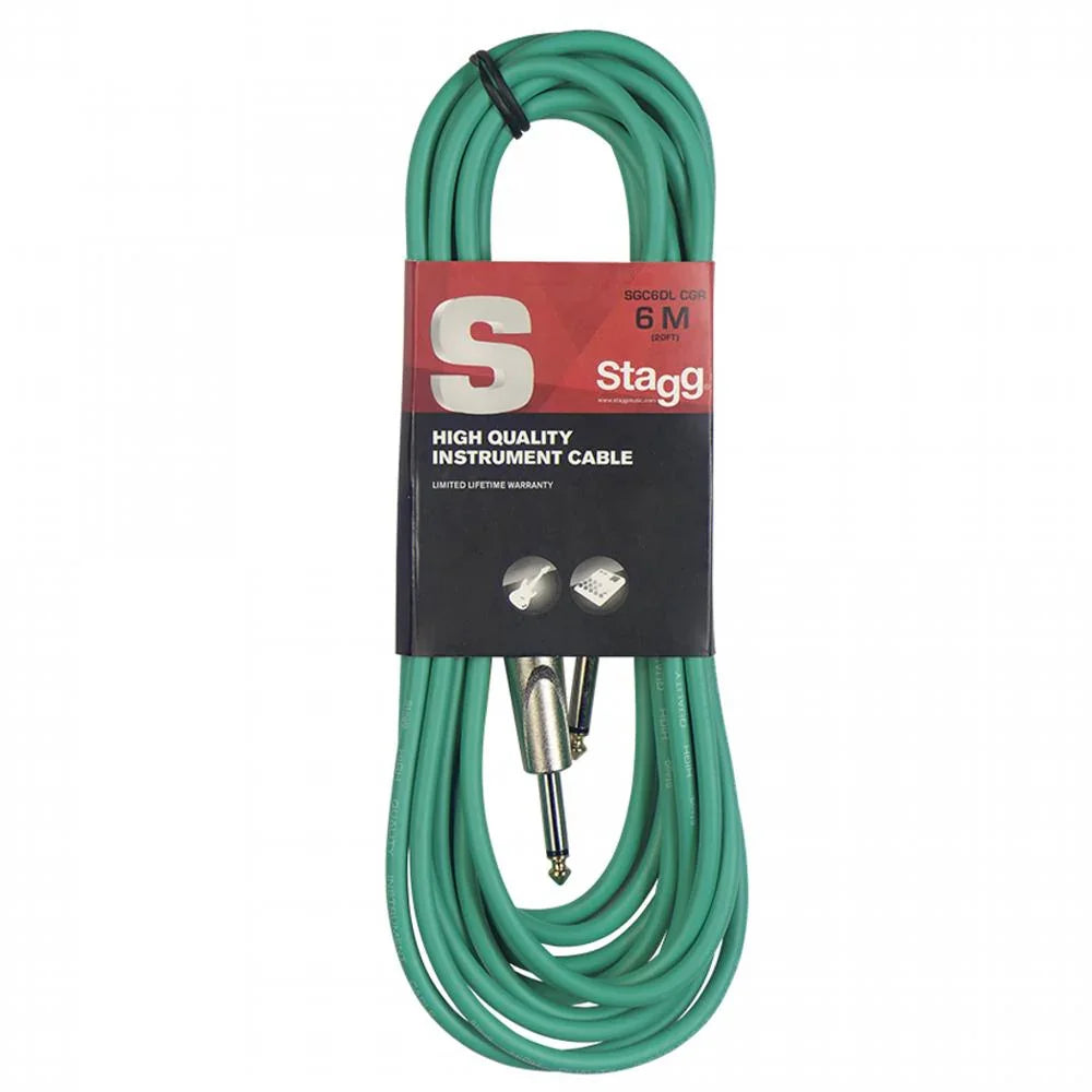 Stagg Straight Jack to Straight Jack Lead 6m Green | SGC6DL CGR - DY Pro Audio