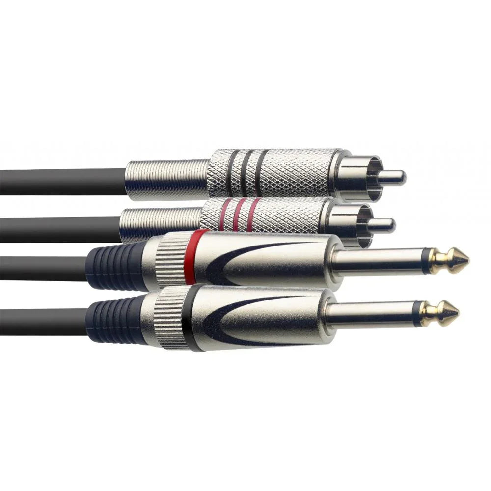 Stagg Twin 6.3mm 1/4" to Twin RCA/Phono Lead 1.5m | STC1,5PCM - DY Pro Audio