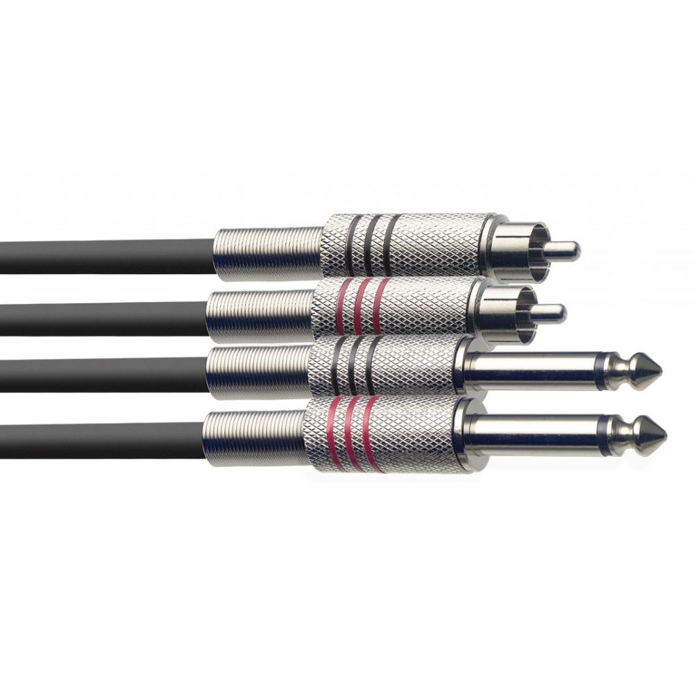 Stagg Twin 6.3mm 1/4" to Twin RCA/Phono Lead 3m | STC3PCM - DY Pro Audio