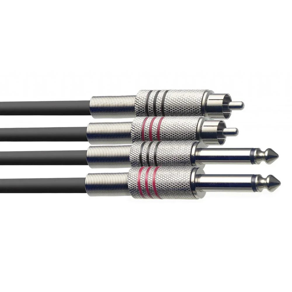 Stagg Twin 6.3mm 1/4" to Twin RCA/Phono Lead 3m | STC3PCM - DY Pro Audio