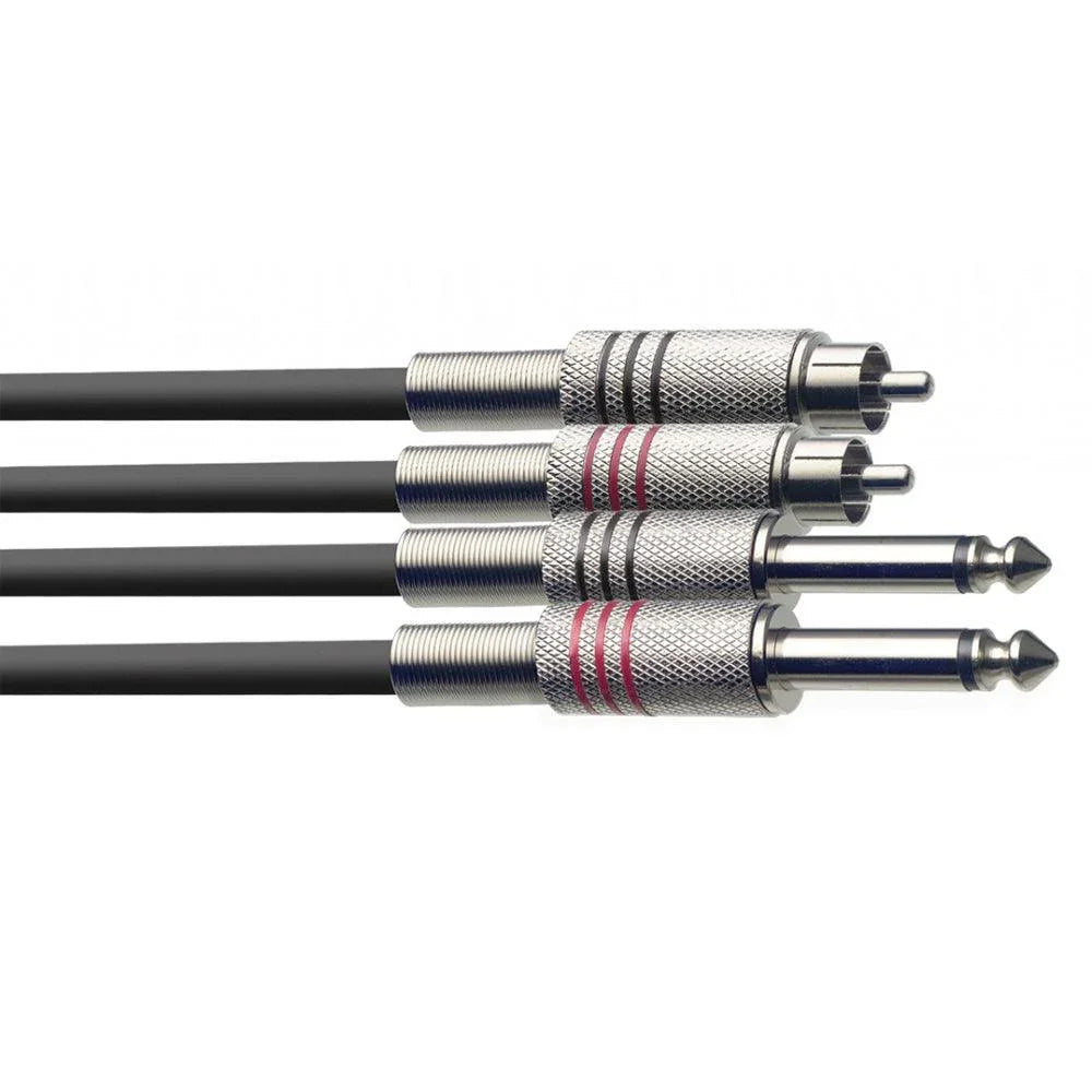 Stagg Twin 6.3mm 1/4" to Twin RCA/Phono Lead 60cm | STC060PCM - DY Pro Audio