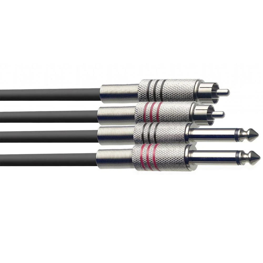Stagg Twin 6.3mm 1/4" to Twin RCA/Phono Lead 6m | STC6PCM - DY Pro Audio