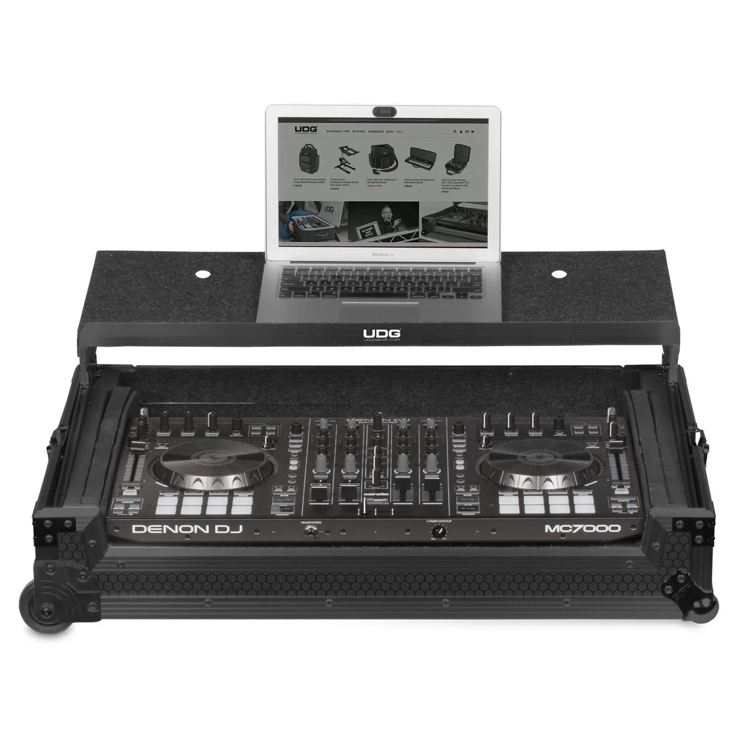 UDG Ultimate Flight Case Multi Format XXL Black Plus (Laptop Shelf, Trolley & Wheels) - DY Pro Audio
