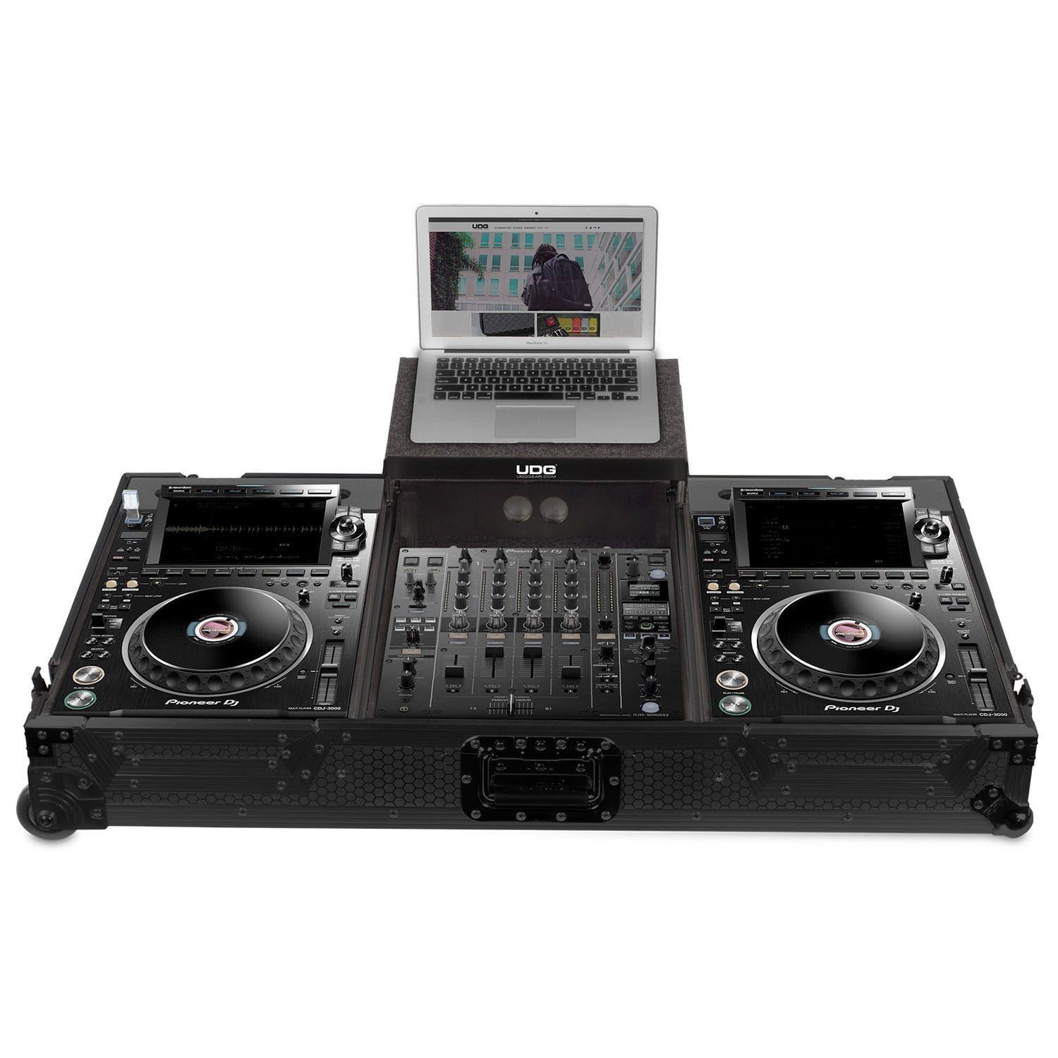 UDG Ultimate Flight Case Pioneer CDJ-3000/ 900NXS2 Black Plus (Laptop Shelf + Wheels) - DY Pro Audio