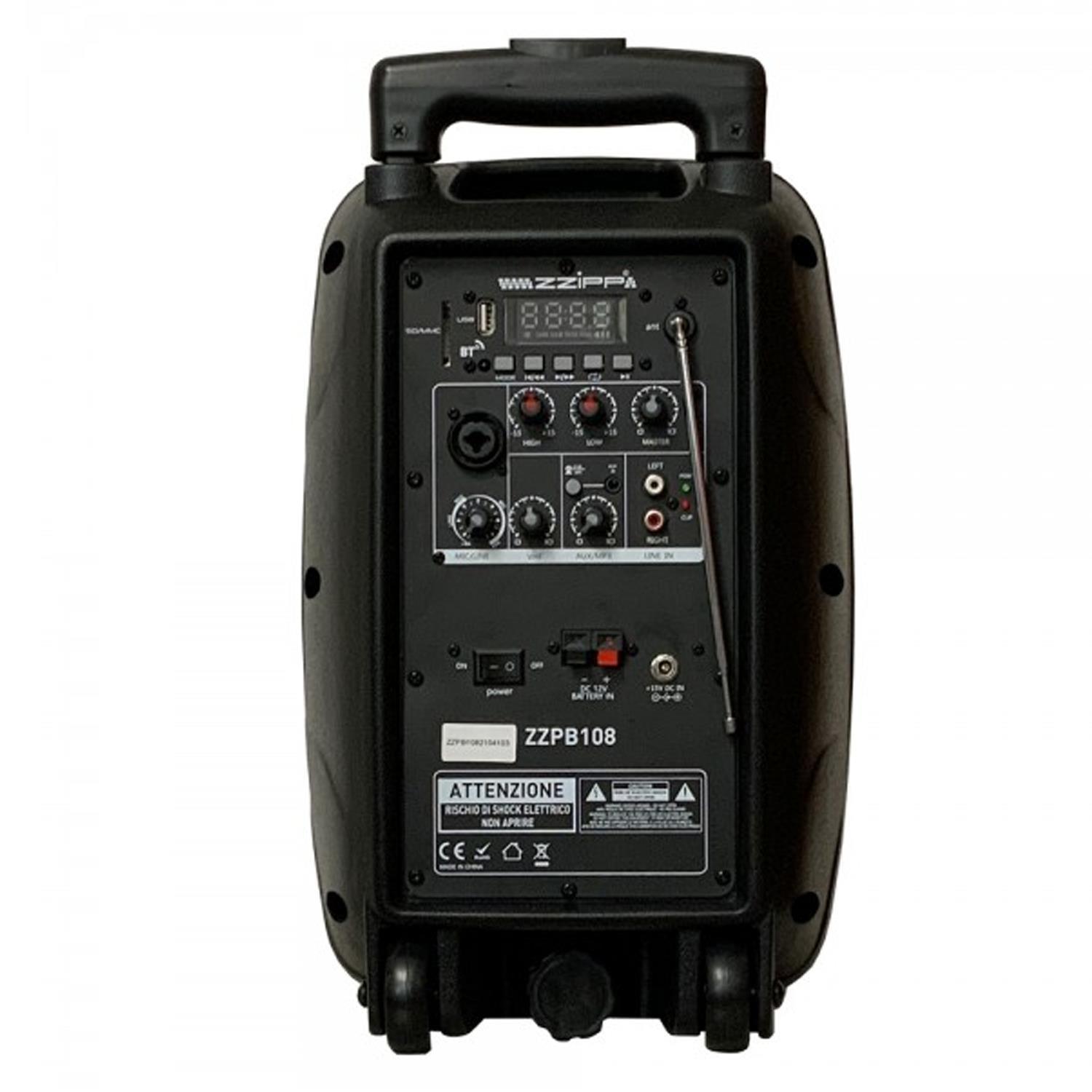 ZZiPP ZZPB108 8" Battery Powered Portable PA System with Mic - DY Pro Audio