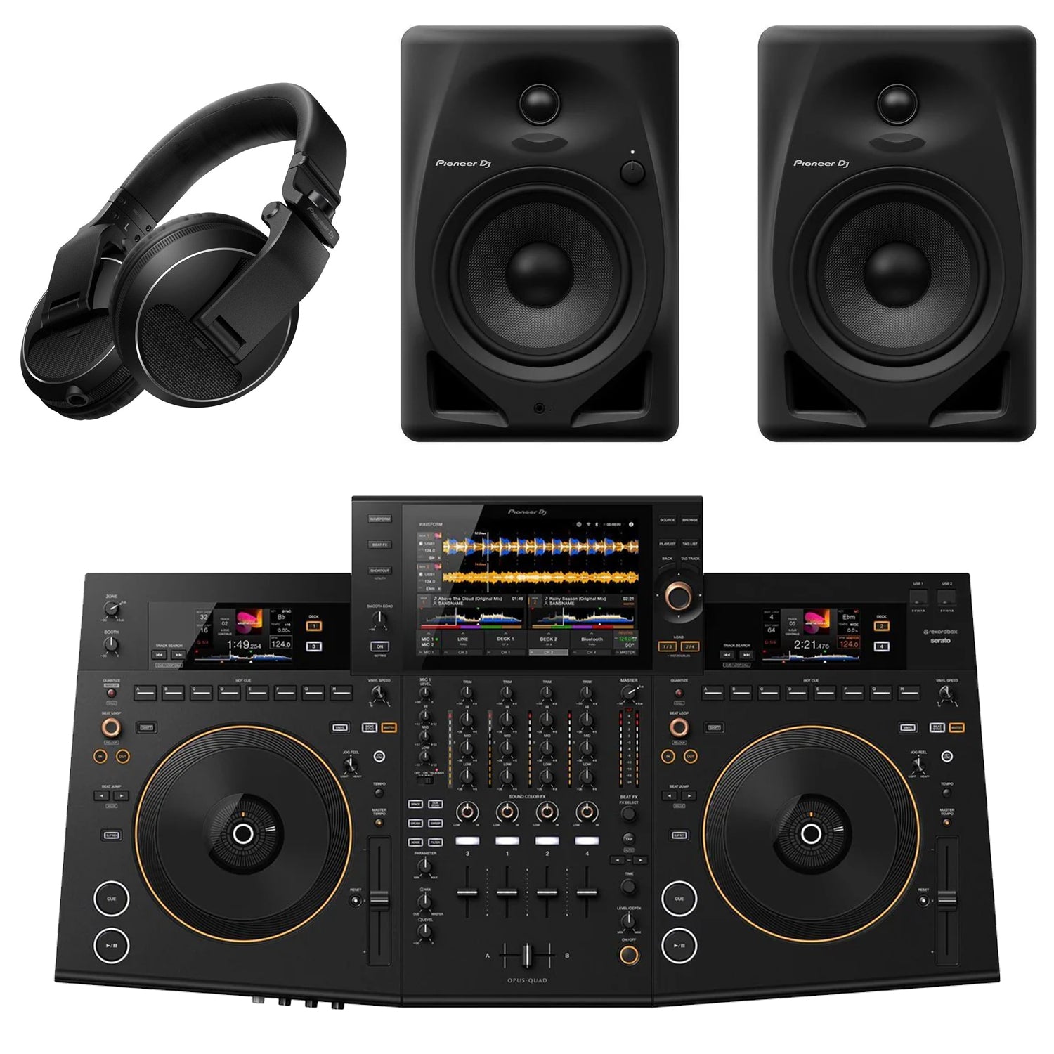 Pioneer DJ Opus-Quad DJ Controller DM-50D, HDJ-X5 Headphones