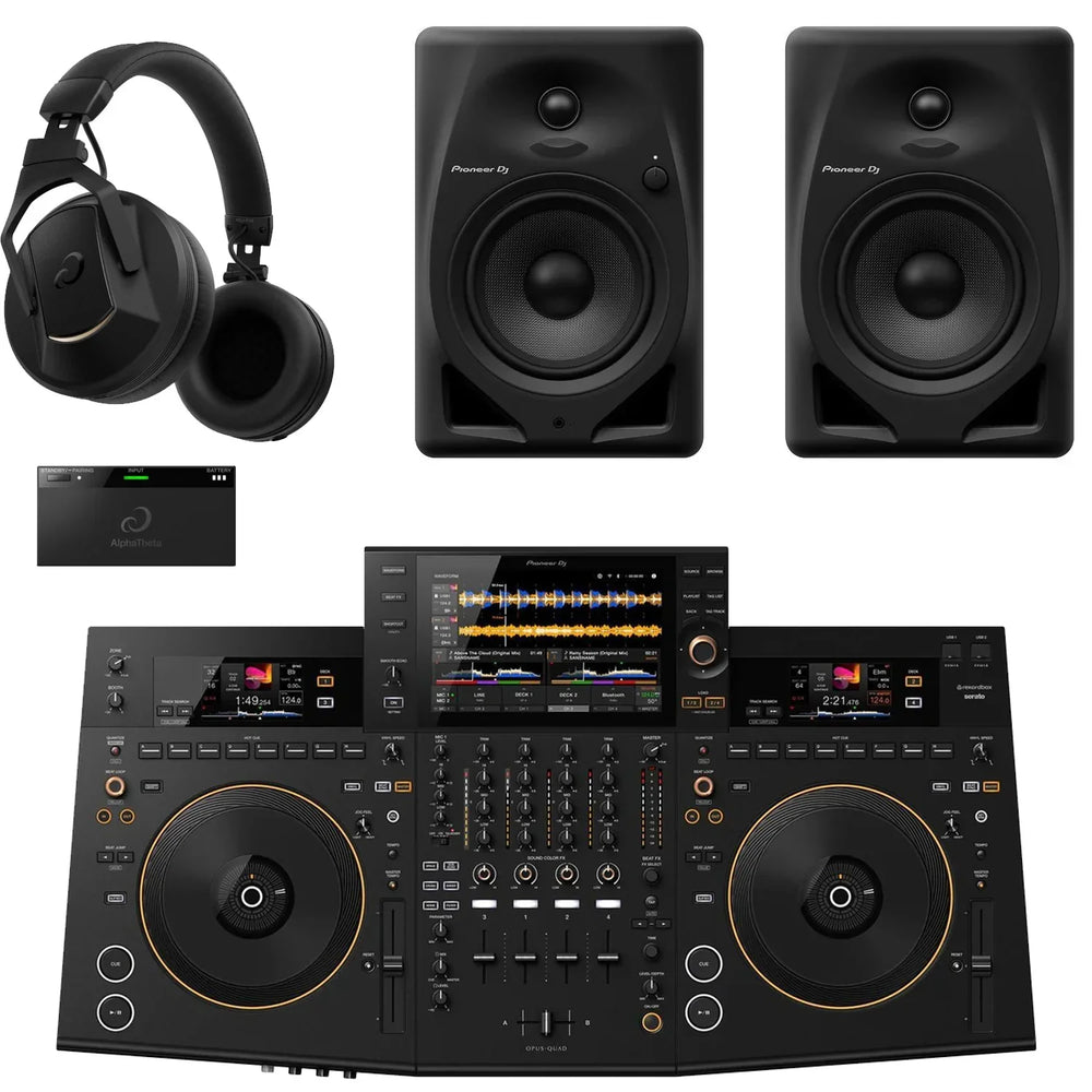 Pioneer DJ Opus - Quad DJ Controller DM - 50D, HDJ - F10 Wireless Headphones