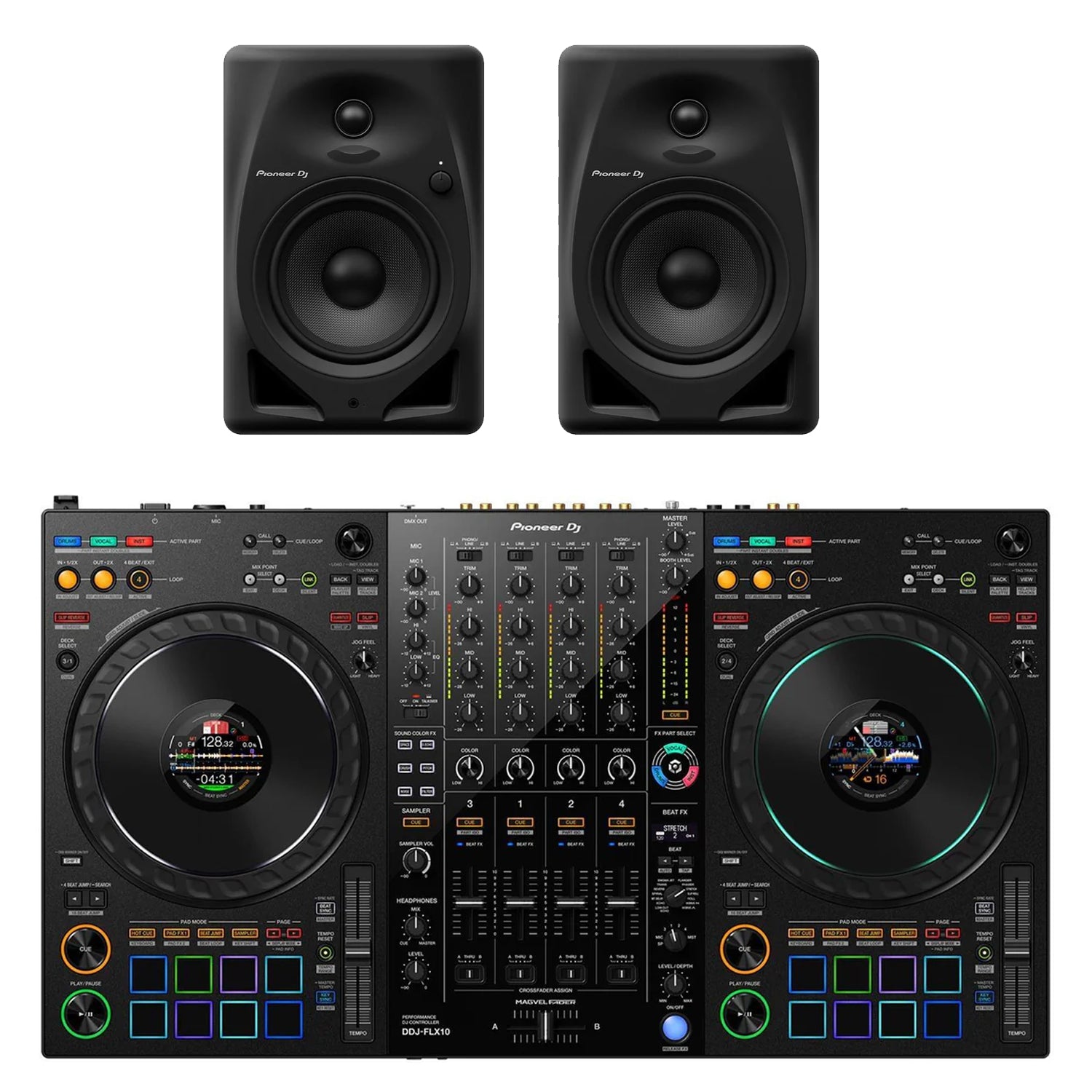 Pioneer DJ DDJ-FLX10 DJ Controller DM-50D Monitor Speakers