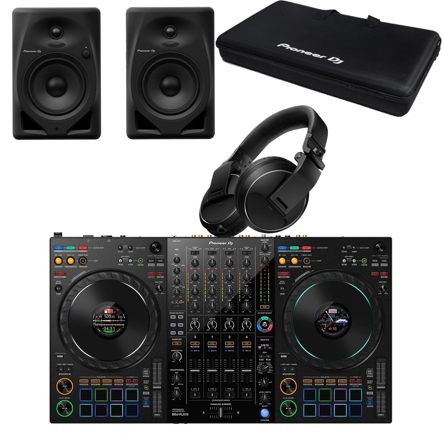 Pioneer DJ DDJ-FLX10 DJ Controller DM-50D, HDJ-X5, Carry Bag