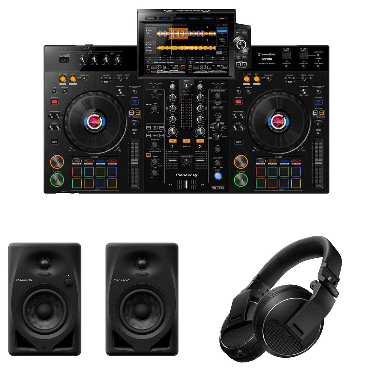 Pioneer DJ XDJ-RX3 All-In-One DJ Controller with DM-40D, HDJ-X5 Headphones