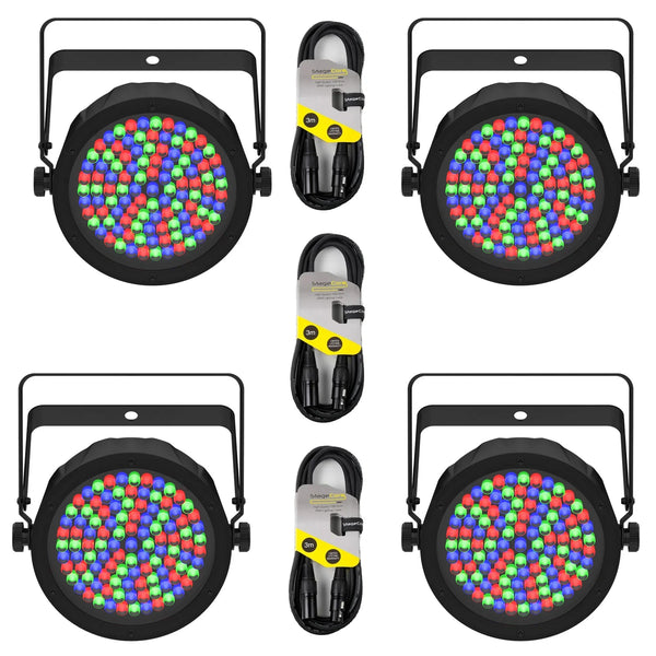 4 x Chauvet DJ SlimPar 56 ILS Par Can with DMX Cables