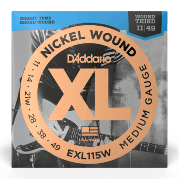 D'Addario EXL115W Nickel Wound, Medium/Blues-Jazz Rock, Wound 3rd, 11-49