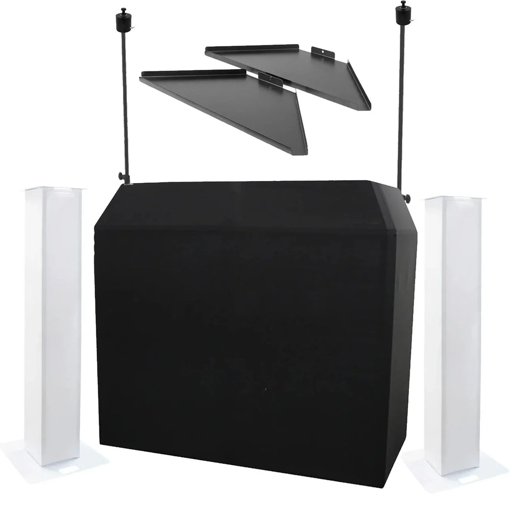 Ultimax DJ Booth Pro DJ Booth, Overhead Kit, 1.5m Plinth Kit and Corner Shelfs and Pole Kit