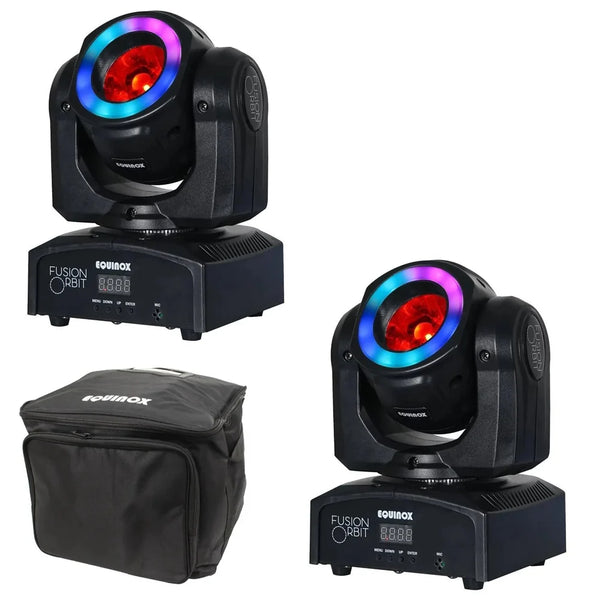 2 x Equinox Fusion Orbit Moving Head with Carry Bag