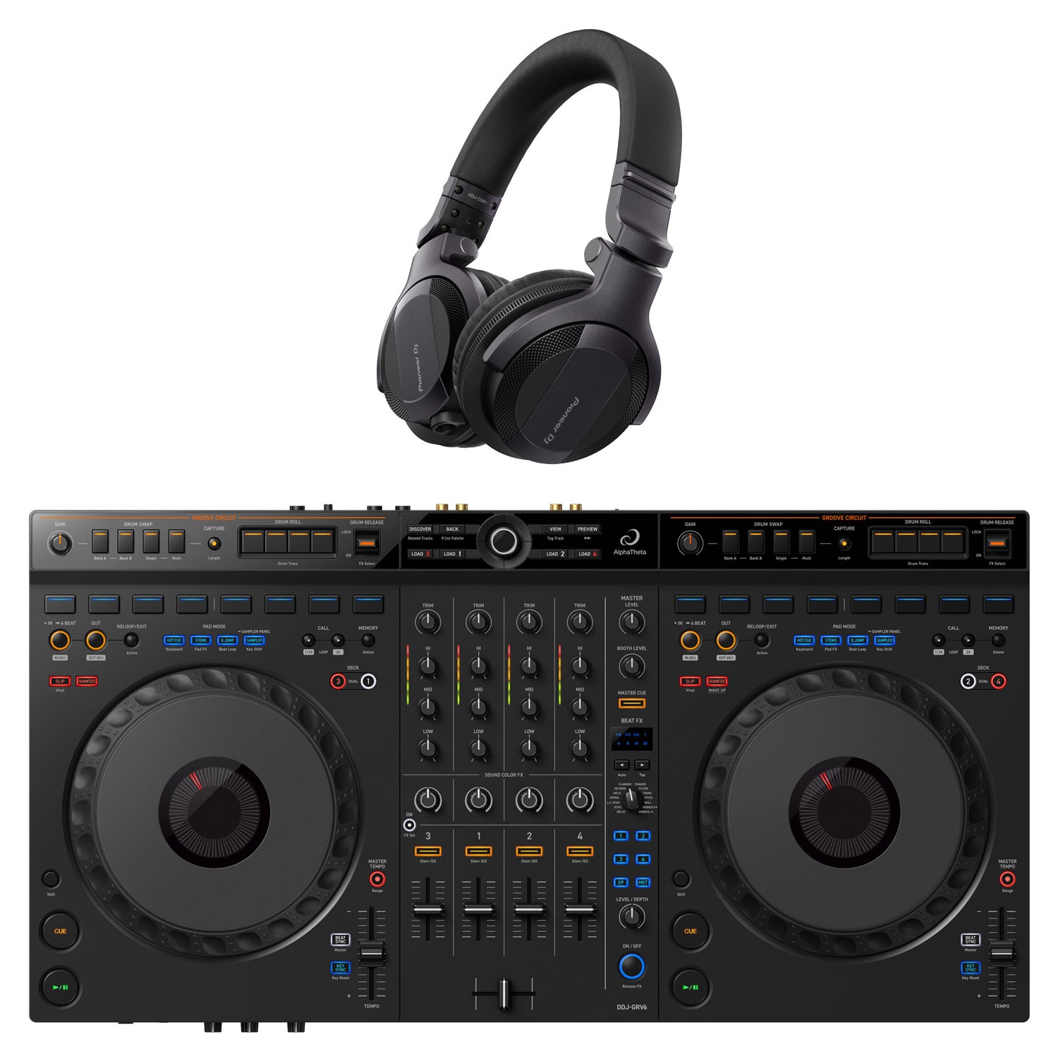 AlphaTheta DDJ-GRV6 Controller with HDJ-CUE1 Headphones