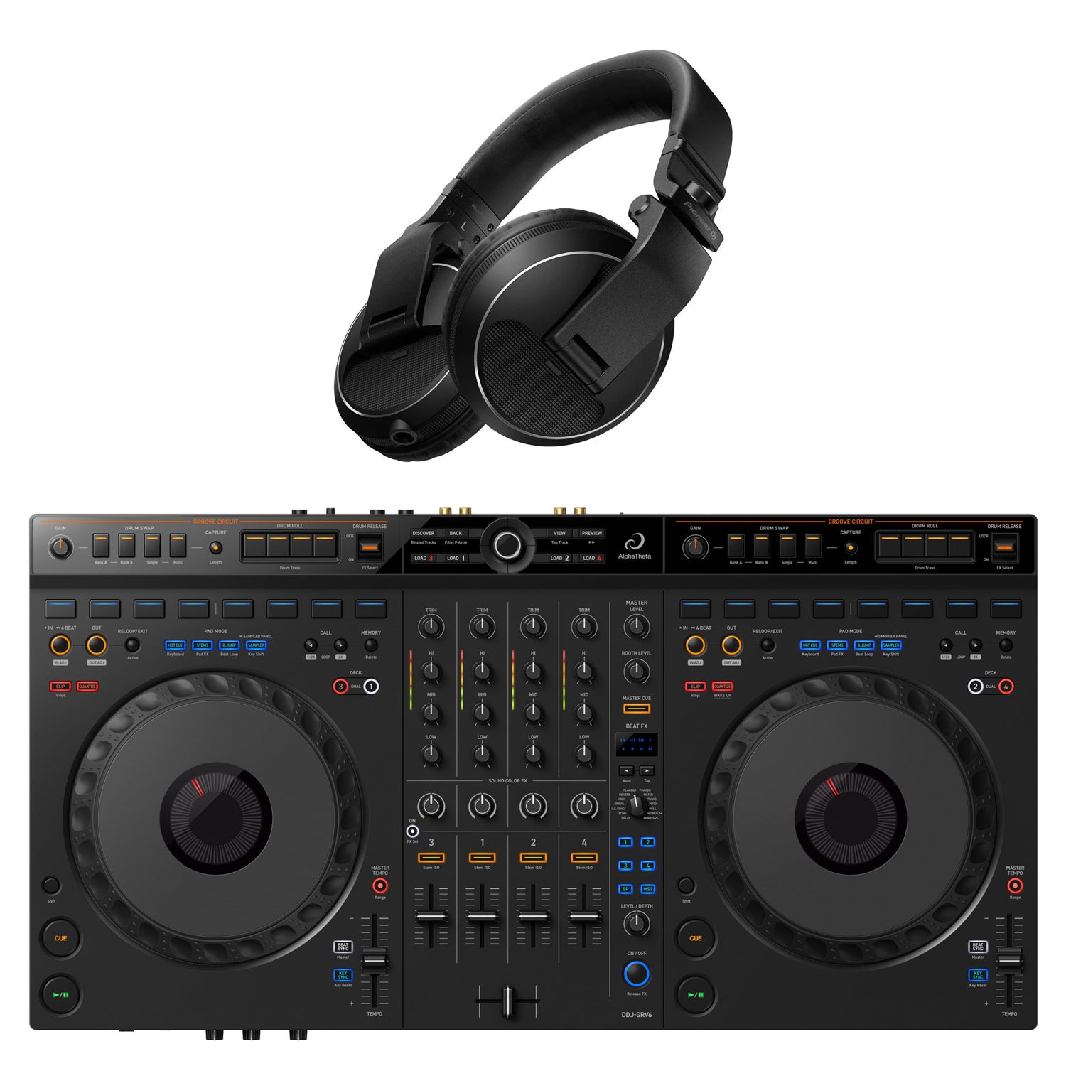 AlphaTheta DDJ-GRV6 Controller with HDJ-X5 Headphones