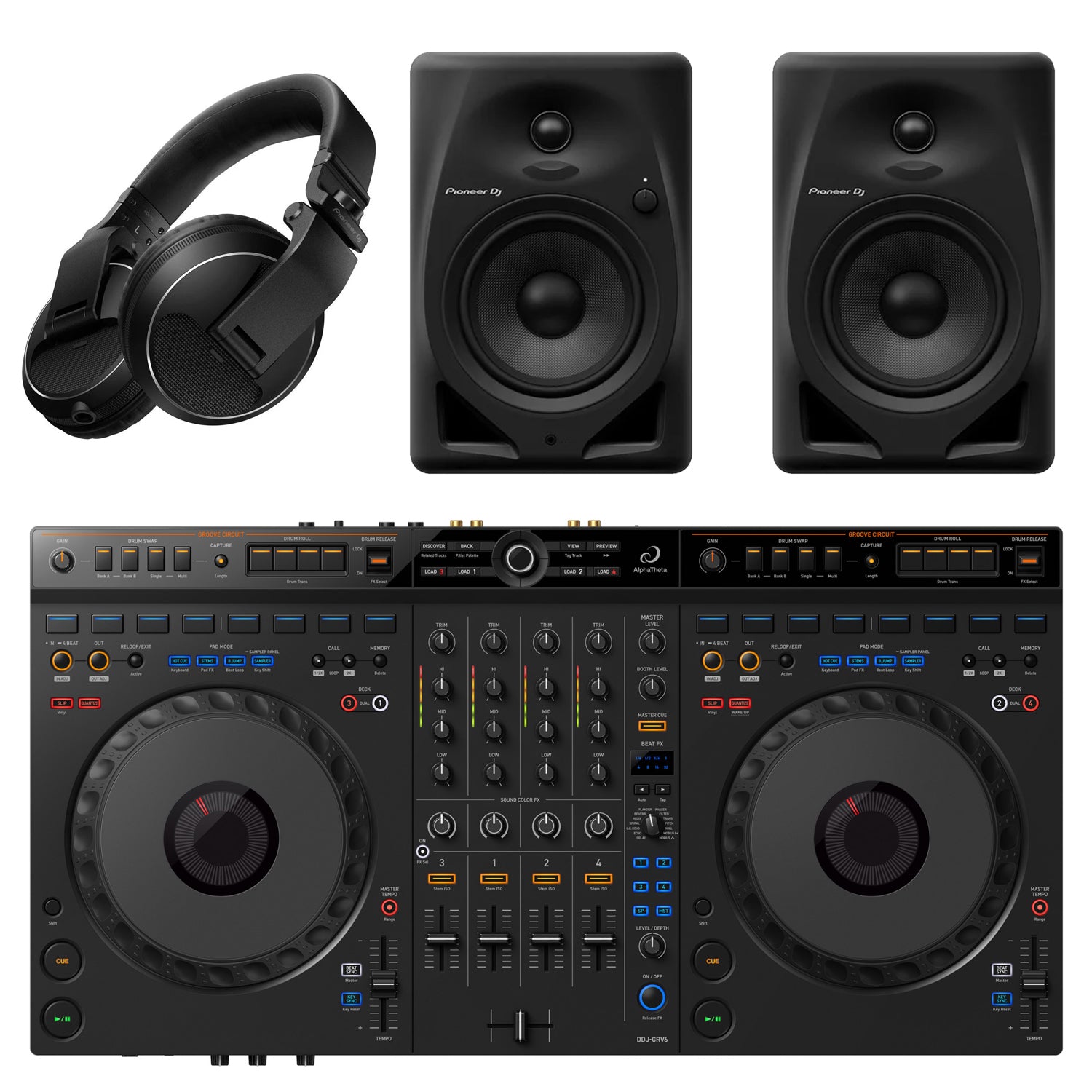 AlphaTheta DDJ-GRV6 Controller with DM-50D , HDJ-X5 Headphones