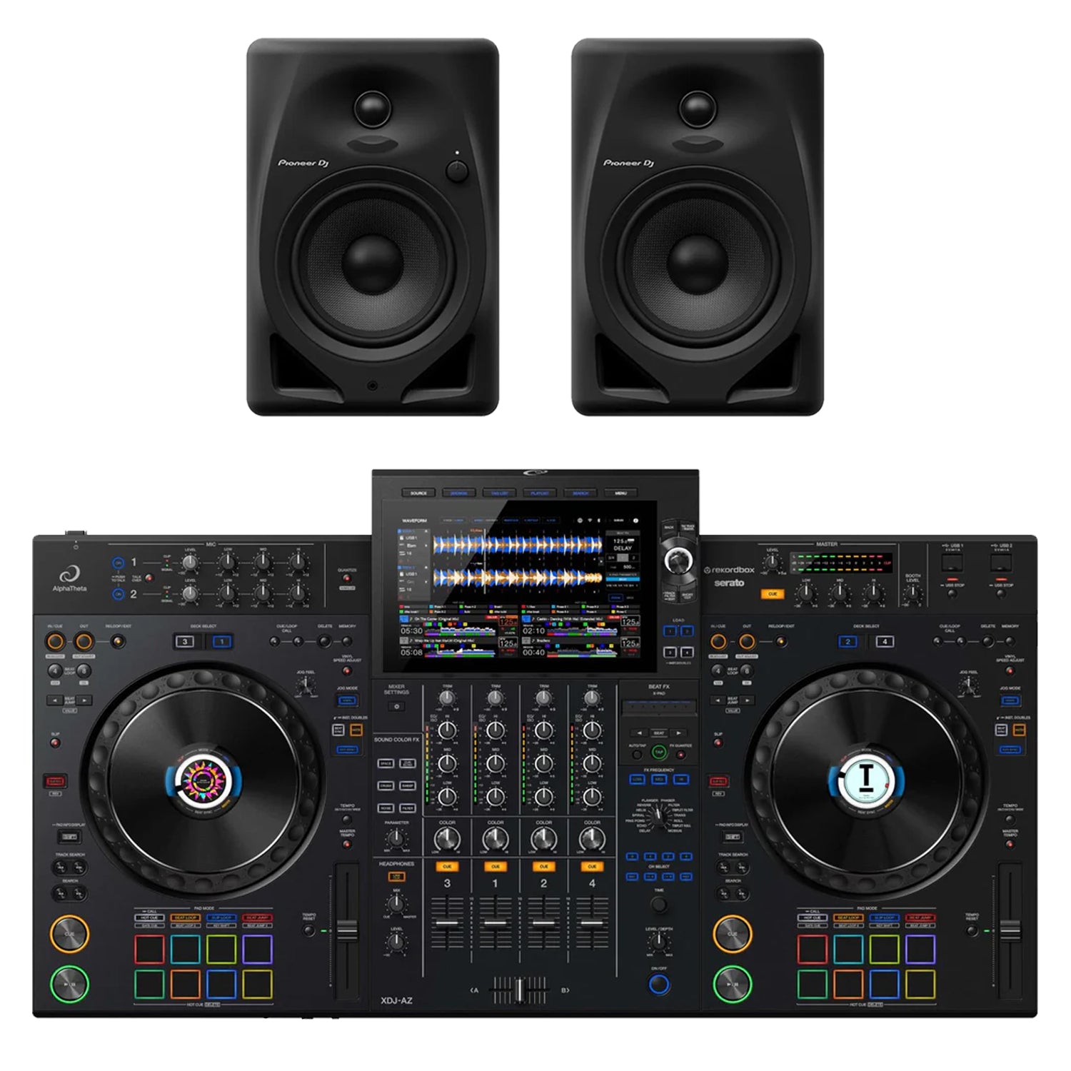 AlphaTheta XDJ-AZ DJ Controller with DM-40D Monitor Speakers