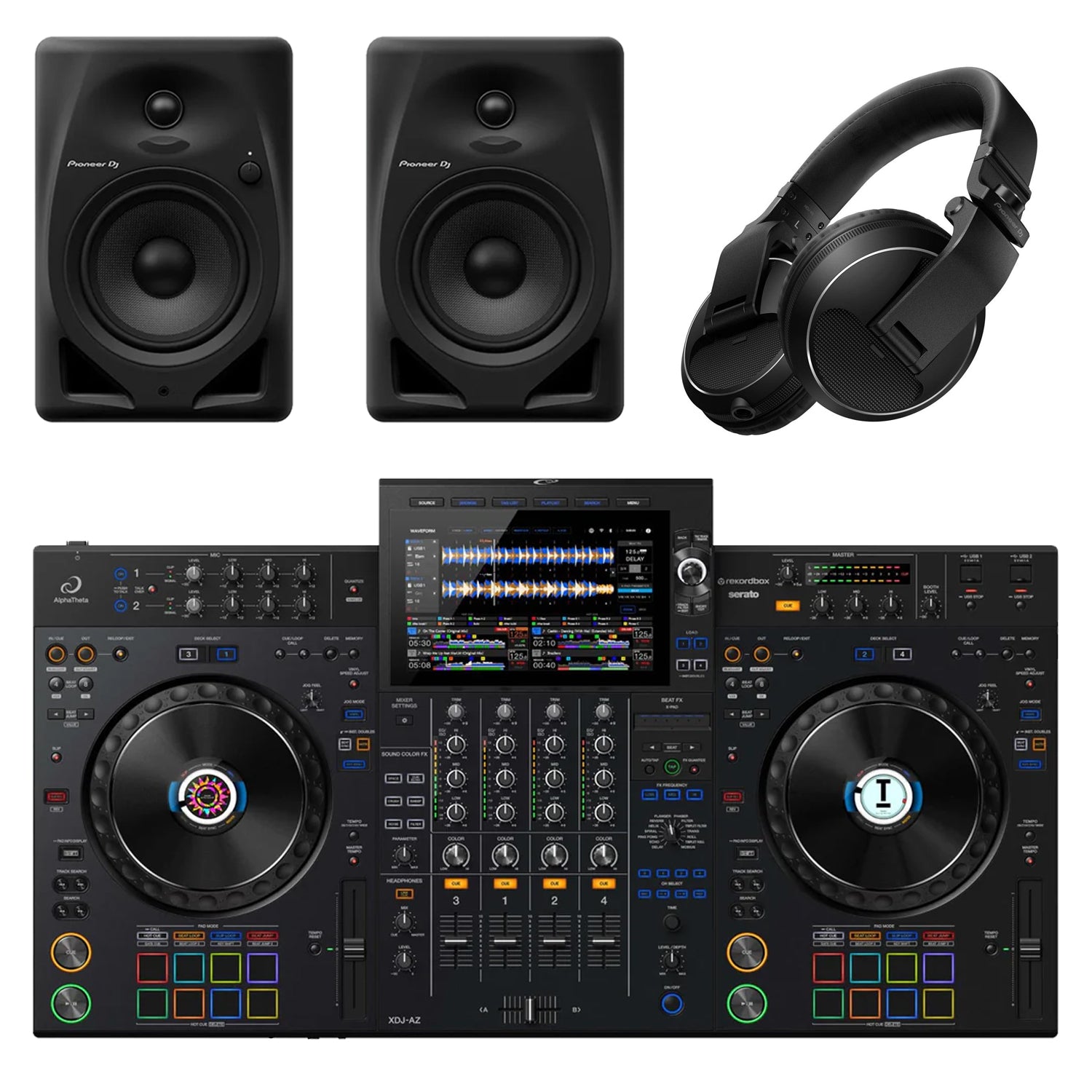 AlphaTheta XDJ-AZ DJ Controller with DM-50D, HDJ-X5 Headphones