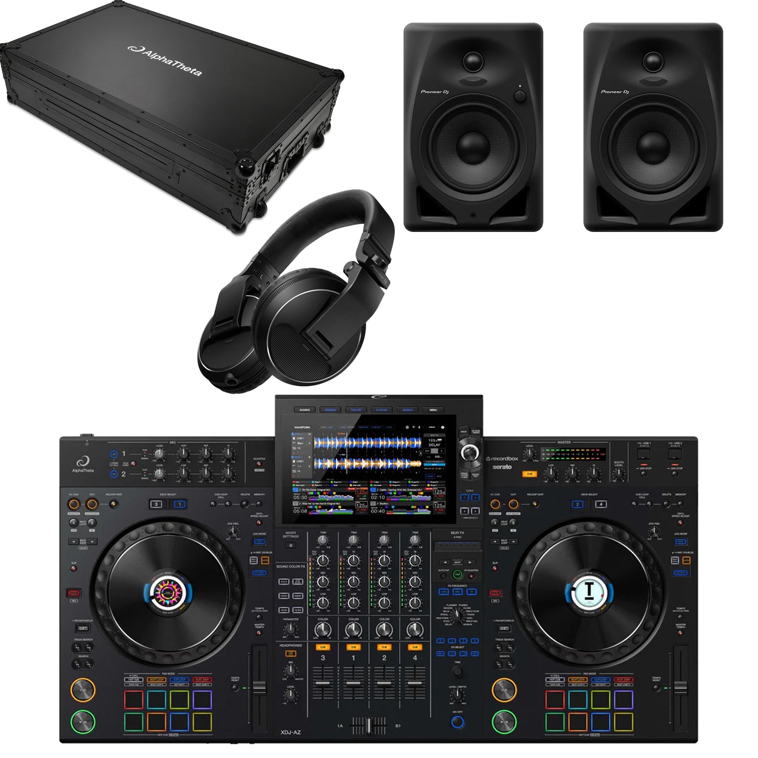 AlphaTheta XDJ-AZ DJ Controller with DM-50D, HDJ-X5, Flight Case