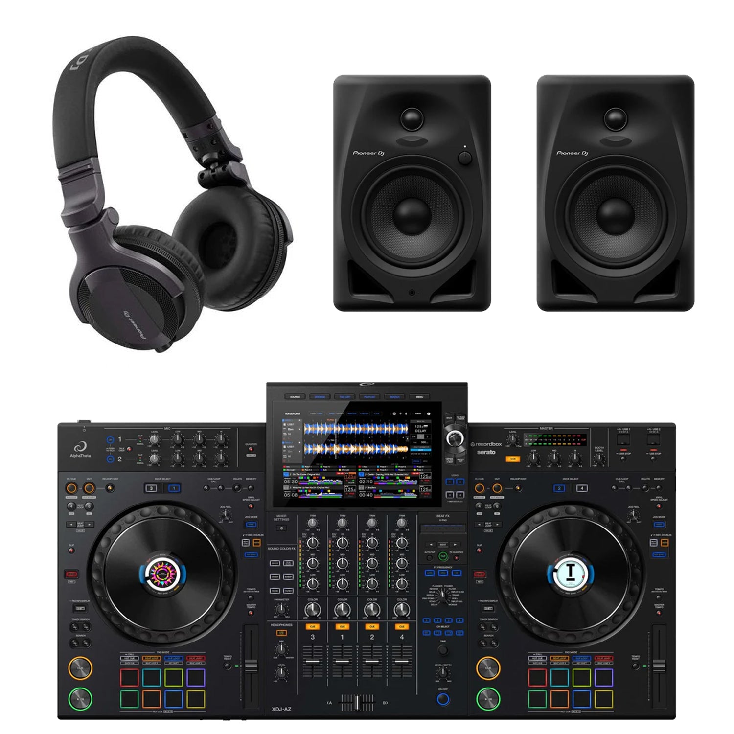 AlphaTheta XDJ-AZ DJ Controller with DM-40D, HDJ-CUE1 Headphones