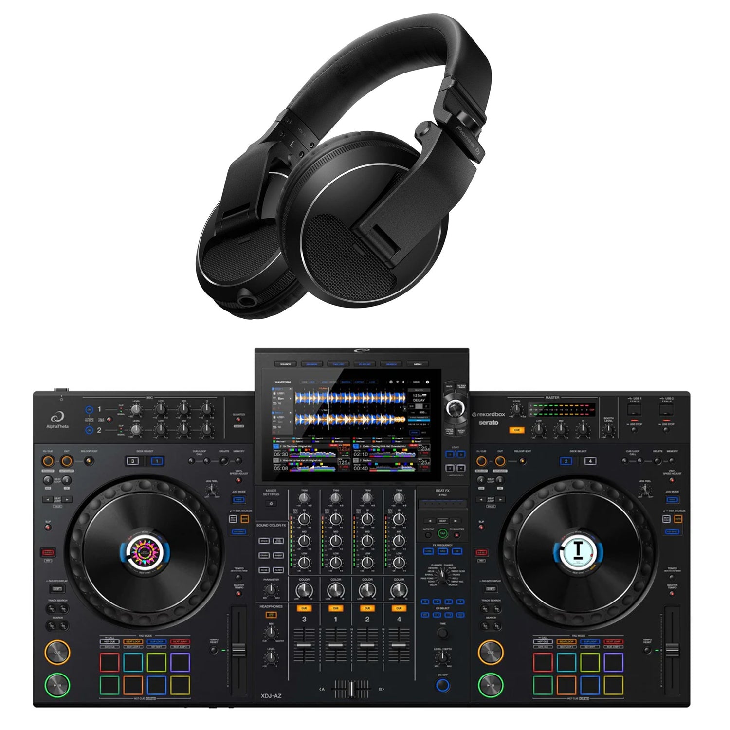 AlphaTheta XDJ-AZ DJ Controller with HDJ-X5 Headphones