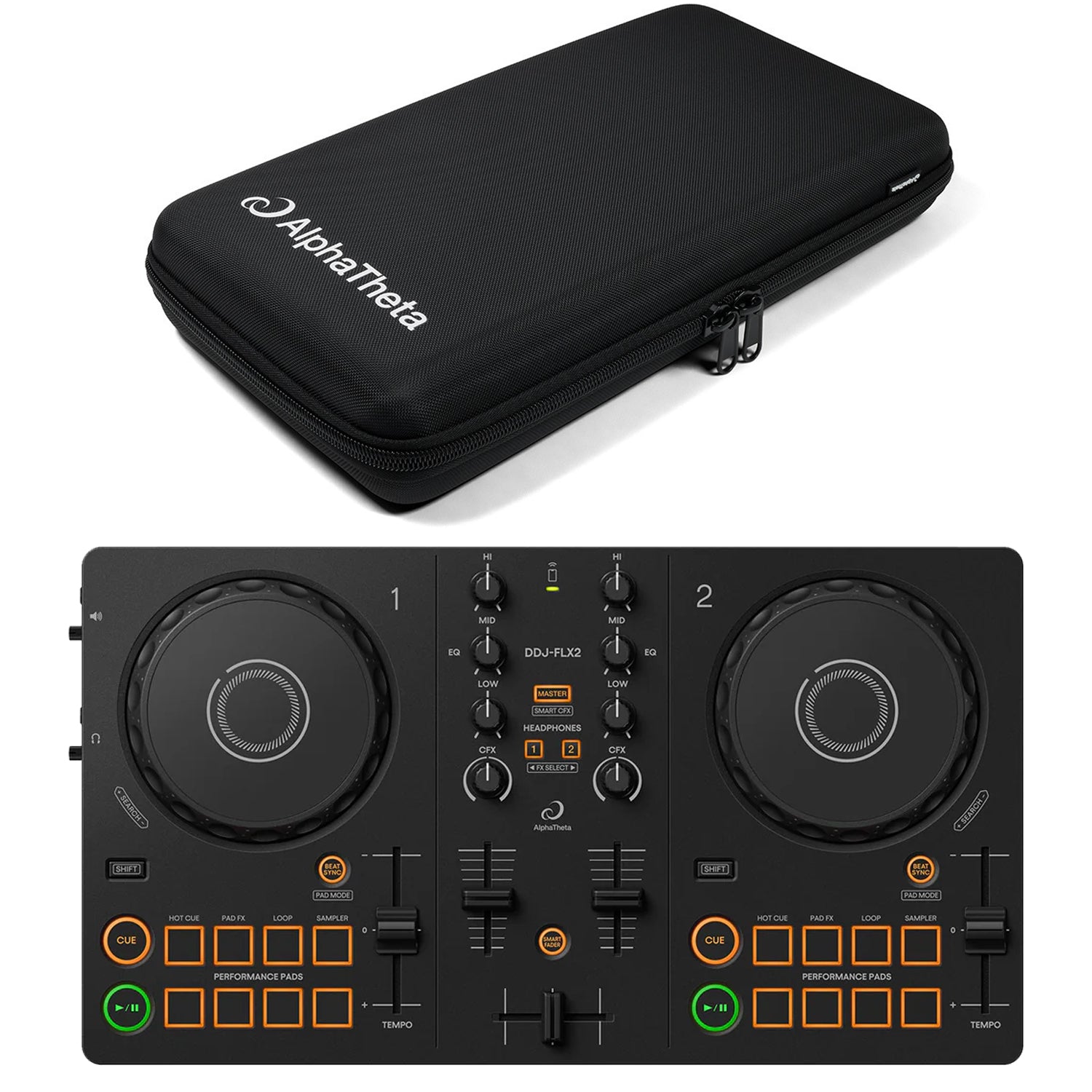 AlphaTheta DDJ-FLX2 Beginner DJ Controller with Carry Bag