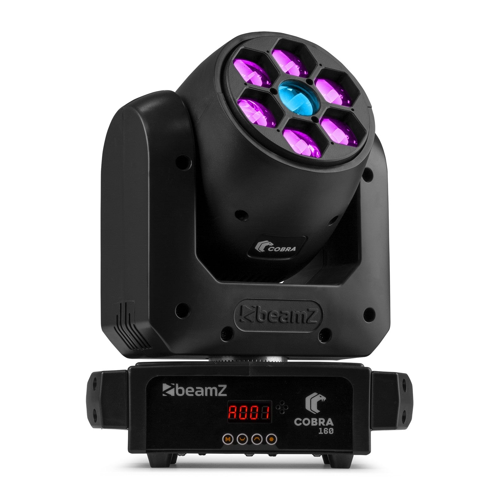 2 x Beamz Cobra 160 LED Spot Moving Head with Bee Eye with DMX Cable